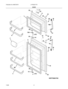 Door Diagram and Parts List for LFTR2021TFD  Frigidaire Refrigerator