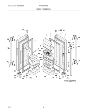 03 - FRESH FOOD DOOR Diagram and Parts List for FPBG2277RF2  Frigidaire Refrigerator
