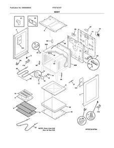 Body Diagram and Parts List for FFEF3016TBA  Frigidaire Range