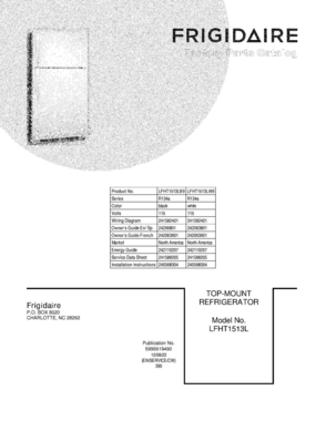 01 - COVER Diagram and Parts List for LFHT1513LB9  Frigidaire Refrigerator