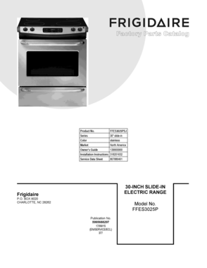 01 - COVER SHEET Diagram and Parts List for FFES3025PSJ  Frigidaire Range