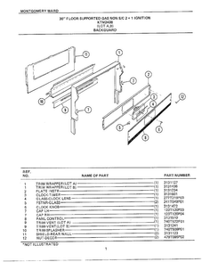 30` Floor Backguard Diagram and Parts List for 2438A  Frigidaire Range