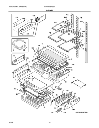Shelves Diagram and Parts List for EW28BS87SS3  Frigidaire Refrigerator