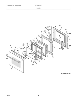 04 - Door Diagram and Parts List for FFEW2725PBE  Frigidaire Range