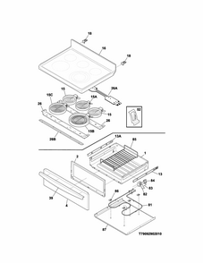 Top/drawer Diagram and Parts List for 79094242311  Kenmore Range