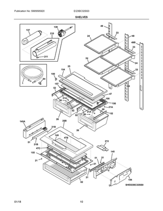 Shelves Diagram and Parts List for EI23BC32SS3  Frigidaire Refrigerator