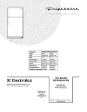 COVER Diagram and Parts List for FRT15G5CSB1  Frigidaire Refrigerator