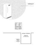 COVER Diagram and Parts List for CFUFH17LW1  Crosley Freezer