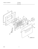 OVEN DOOR Diagram and Parts List for FEF402BWD  Frigidaire Range
