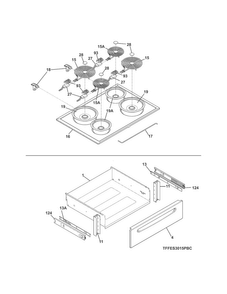 Top/drawer Diagram and Parts List for FFES3015PWC  Frigidaire Range