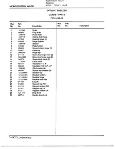 Cabinet Parts Page 2 Diagram and Parts List for 431258-OB  Frigidaire Freezer