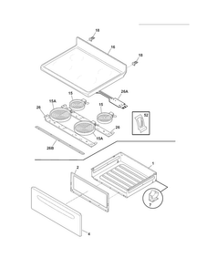 Top/drawer Diagram and Parts List for CFEF3014LWD  Frigidaire Range