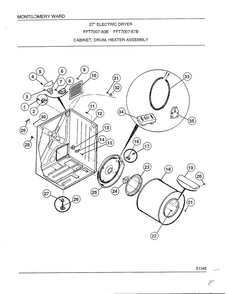 Cabinet, Drum, Heater Assembly Diagram and Parts List for 7007B  Frigidaire Dryer