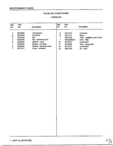 Room Air Conditioner Page 6 Diagram and Parts List for 5249A  Frigidaire Air Conditioner
