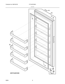 Door Diagram and Parts List for FFFH20F3WW1  Frigidaire Freezer