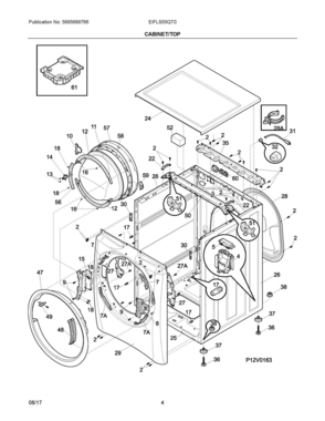 03 - CABINET/TOP Diagram and Parts List for EIFLS55QT0  Frigidaire Washer