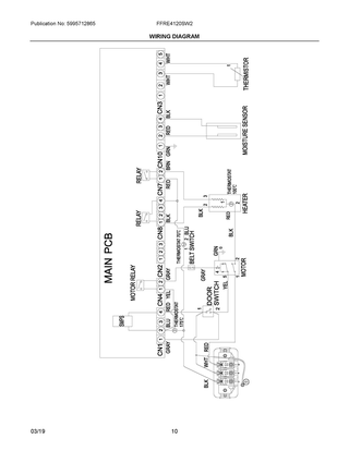 Wiring Diagram Diagram and Parts List for FFRE4120SW2  Frigidaire Dryer