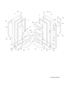 Fresh Food Doors Diagram and Parts List for FFHB2740PE8A  Frigidaire Refrigerator
