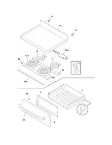 Top/drawer Diagram and Parts List for FFEF3048LSM  Frigidaire Range