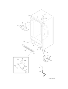 Cabinet Diagram and Parts List for FFFU14M1QWG  Frigidaire Freezer