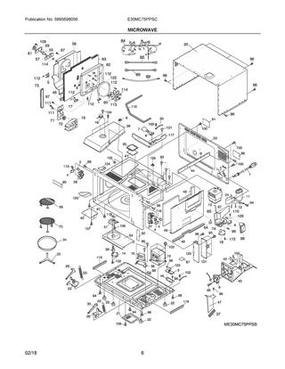 Microwave Diagram and Parts List for E30MC75PPSC  Frigidaire Microwave Oven Combo