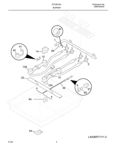 Burner Diagram and Parts List for FPC26C3HDA  Frigidaire Cooktop