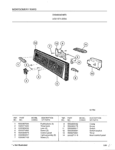 Dishwasher Diagram and Parts List for 1071-003A  Frigidaire Dishwasher