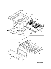 Top/Drawer Diagram and Parts List for FGIF3036TFG  Frigidaire Range