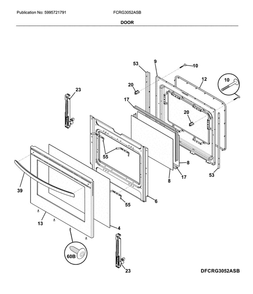 Door Diagram and Parts List for FCRG3052ASB  Frigidaire Range