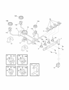 Burner Diagram and Parts List for 79032422900  Kenmore Cooktop