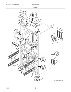Cabinet Diagram and Parts List for GRMS2773AF01  Frigidaire Refrigerator