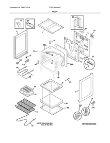 Body Diagram and Parts List for FCRC3005AWC  Frigidaire Range