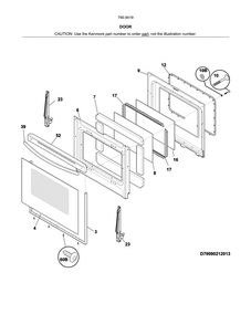 Door Diagram and Parts List for 79094199312  Kenmore Range