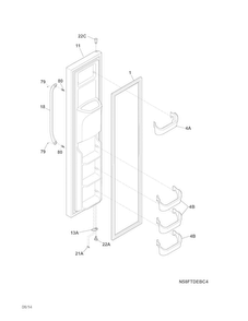 Freezer Door Diagram and Parts List for FFHS2611PFAA  Frigidaire Refrigerator