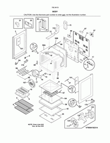 Body Diagram and Parts List for 79094192314  Kenmore Range
