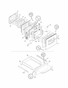 Door/drawer Diagram and Parts List for 79030553802  Kenmore Wall Oven