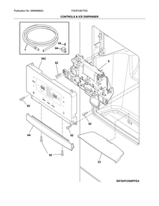 Control & Ice Dispenser Diagram and Parts List for FGHF2367TD0  Frigidaire Refrigerator