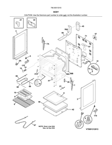 Body Diagram and Parts List for 79093013310  Kenmore Range