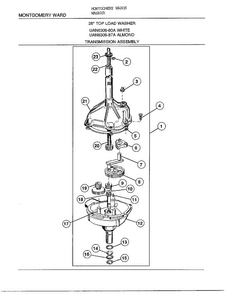 28` Top Load/transmission Assembly Diagram and Parts List for 6308A  Frigidaire Washer