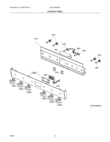 Control Panel Diagram and Parts List for ECFI3068ASA  Frigidaire Range