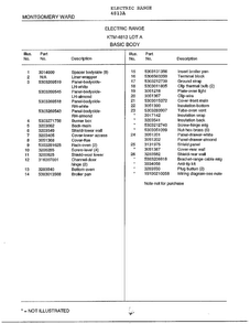 Basic Body Page 2 Diagram and Parts List for 4813A  Frigidaire Range