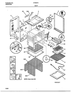 Body Diagram and Parts List for 4874-87A  Frigidaire Range