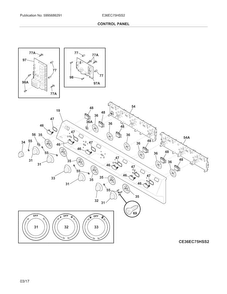 Control Panel Diagram and Parts List for E36EC75HSS2  Electrolux Cooktop