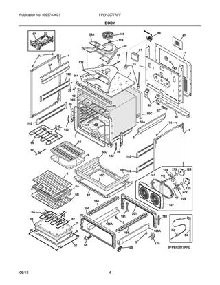 Body Diagram and Parts List for FPEH3077RFF  Frigidaire Range