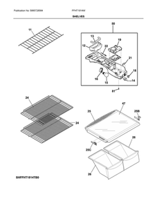 Shelves Diagram and Parts List for FFHT1814WB2  Frigidaire Refrigerator