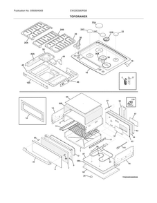 Top/drawer Diagram and Parts List for EW30DS80RSB  Electrolux Range