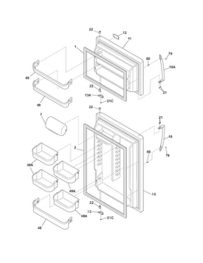 Doors Diagram and Parts List for DGHT1844KR8  Frigidaire Refrigerator