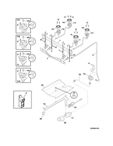 Burner Diagram and Parts List for TGF351RBA  Tappan Range