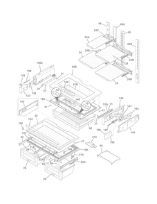 Shelves Diagram and Parts List for EW23BC85KS3  Electrolux Refrigerator