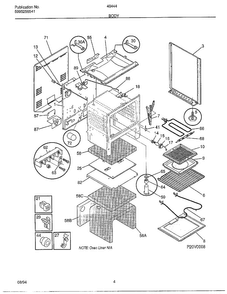 Body Diagram and Parts List for 484440A  Frigidaire Range